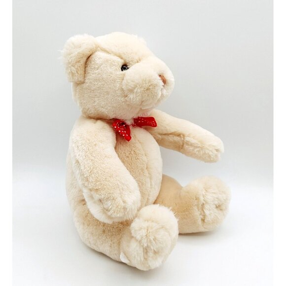 Commonwealth 12” Teddy Bear Plush RARE Stuffed Animal Polka Dot Bow Cream 2004 - Picture 2 of 4